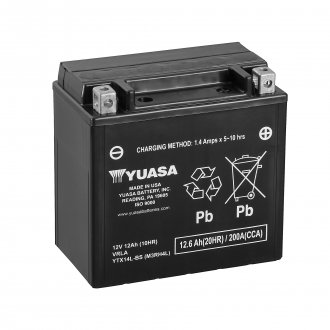 МОТО 12V 12,6Ah MF VRLA Battery AGM (сузазаряженный) Пусковой ток 200 (EN) Габариты 150х87х145. Полярность -/+ YUASA YTX14L-BS (фото 1)