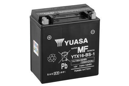 МОТО 12V 14,7Ah MF VRLA Battery (сузазаряженный) Пусковой ток 230 (EN) Габариты 150х87х161. Полярность +/- YUASA YTX16-BS-1