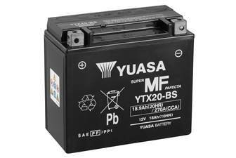 МОТО 12V 18,9Ah MF VRLA Battery (сухозаряжений) Пусковий струм 270 (EN) Габарити 175х87х155. Полярність +/- YUASA YTX20-BS (фото 1)