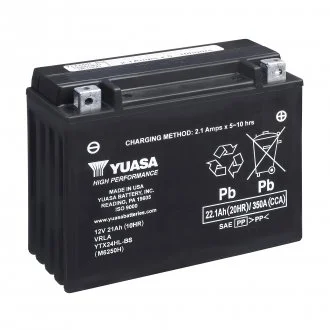 МОТО 12V 22,1Ah High Performance MF VRLA Battery (сухозаряженный) Пусковой ток 350 (EN) Габариты 205х87х162. Полярность: -/+
Необслуживаемый аккумулятор. Комплектуется упаковкой электролита. Специальный компонент в составе жидкости YUASA YTX24HL-BS