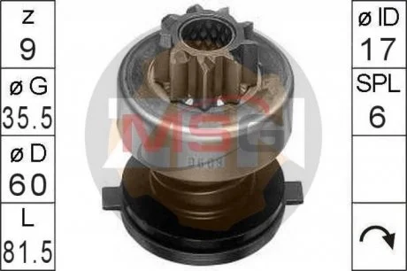 Бендікс стартера ZEN ZN0608