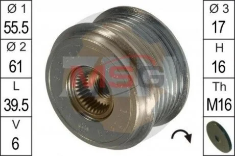 Шкив генератора инерционный ZEN ZN5374