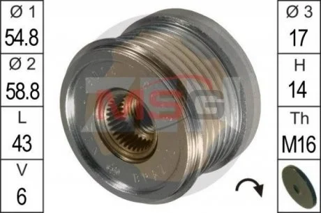 Шкив генератора инерционный ZEN ZN5423