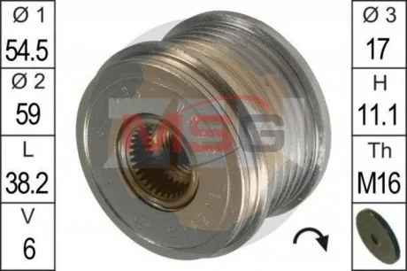 Шкив генератора инерционный ZEN ZN5450