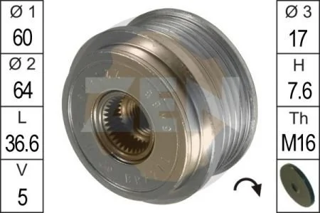 Шкив генератора инерционный ZEN ZN5466