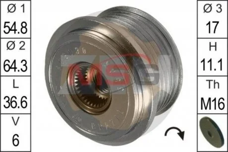 Шкив генератора инерционный ZEN ZN5504