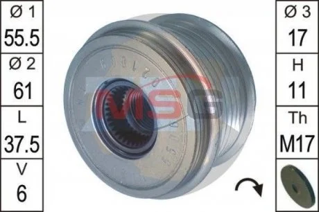 Шкив генератора инерционный ZEN ZN5506
