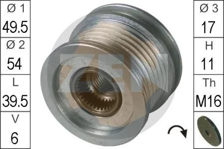 Шкив генератора инерционный ZEN ZN5514