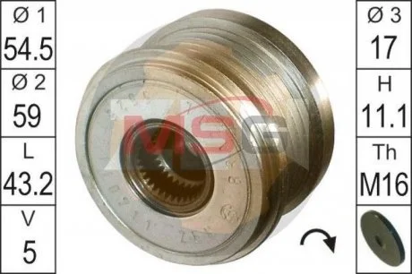 Шкив генератора инерционный ZEN ZN5525