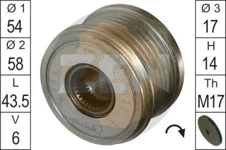 Шкив генератора инерционный ZEN ZN5528
