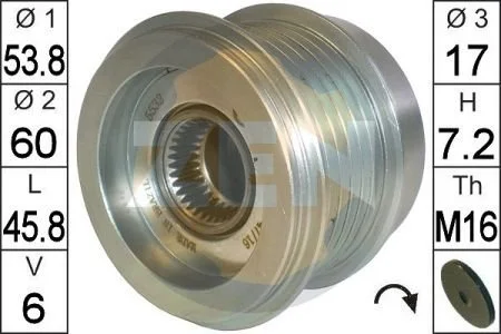 Шкив генератора инерционный ZEN ZN5532