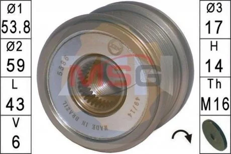 Шкив генератора инерционный ZEN ZN5586