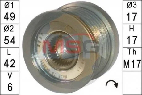 Шкив генератора инерционный ZEN ZN5587