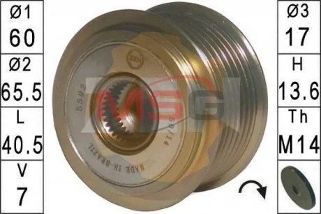 Шкив генератора инерционный ZEN ZN5592