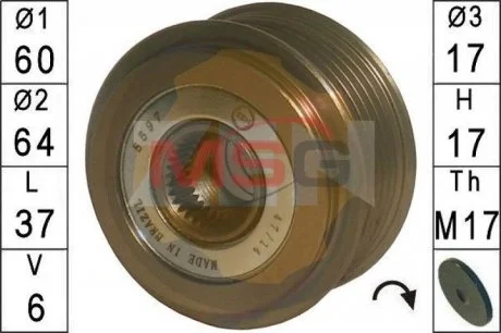 Шкив генератора инерционный ZEN ZN5597