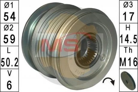 Шкив генератора инерционный ZEN ZN5624