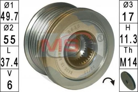 Шкив генератора инерционный ZEN ZN5635
