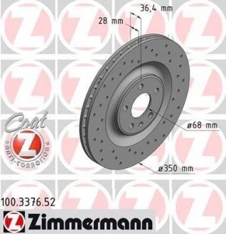 Диск гальмівний задній ZIMMERMANN 100.3376.52