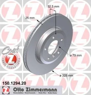 Тормозной диск передний BMW E46 330i-330xd (325x25) ZIMMERMANN 150.1294.20