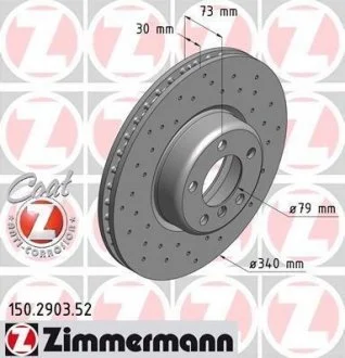 Передний перф. BMW F20, F30 2.0-2.8i 2.0-2.5d, X1 (340х30) М-пакет ZIMMERMANN 150290352