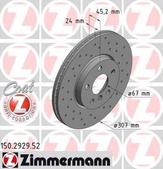 Тормозной диск ZIMMERMANN 150.2929.52 (фото 1)