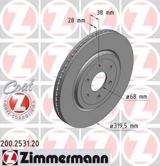 Диск тормозной ZIMMERMANN 200.2531.20