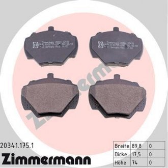 Комплект гальмівних колодок, дискове гальмо ZIMMERMANN 20341.175.1