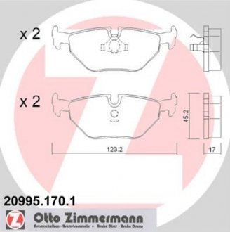 Гальмівні колодки зад BMW E34 18-40i/E32 30-50i ZIMMERMANN 209951701