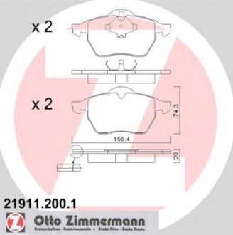 Колодки гальмівні (без датчика)) ZIMMERMANN 21911.200.1 (фото 1)
