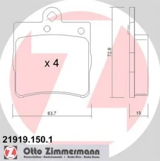 Тормозные колодки зад Mercedes W203 1,8i-2,4i (TEV ZIMMERMANN 219191501