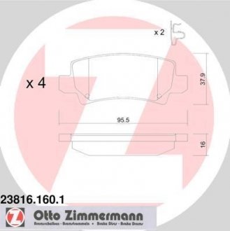 Комплект гальмівних колодок, дискове гальмо ZIMMERMANN 238161601