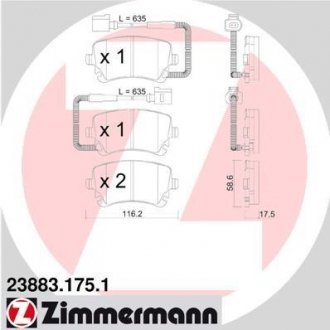 Тормозные колодки дисковые ZIMMERMANN 238831751 (фото 1)
