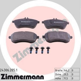 Тормозные колодки перед W204 18-28i ZIMMERMANN 243062051 (фото 1)