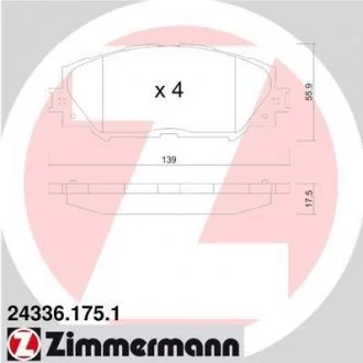 Тормозные колодки дисковые ZIMMERMANN 243361751