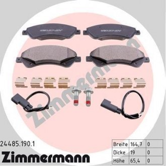 Комплект гальмівних колодок, дискове гальмо ZIMMERMANN 24485.190.1 (фото 1)