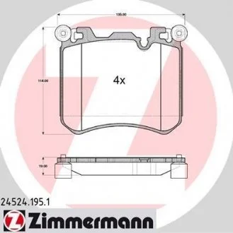 Колодки гальм. передня. BMW X5 F15 12- ZIMMERMANN 24524.195.1