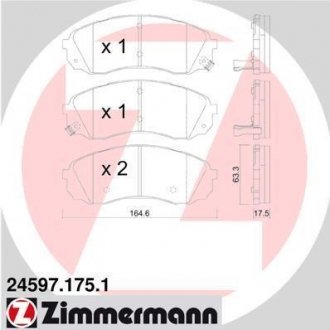 Комплект тормозных колодок, дисковый тормоз ZIMMERMANN 245971751