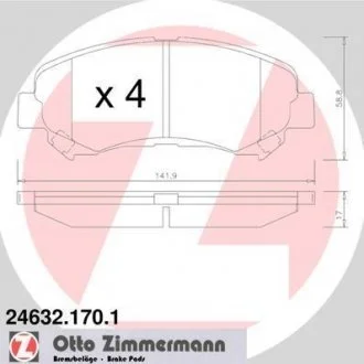 Тормозные колодки перед Nissan X-trail с 2007г./Qas ZIMMERMANN 246321701