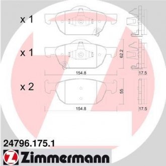 Колодки тормозные дисковые ZIMMERMANN 24796.175.1 (фото 1)