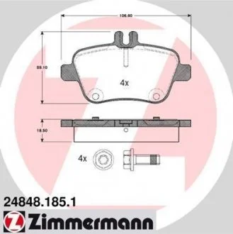 Гальмівні колодки ZIMMERMANN 24848.185.1