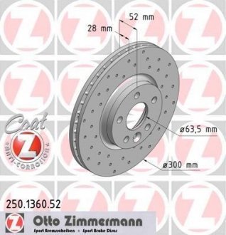 Гальмівні диски пер ZIMMERMANN 250136052 (фото 1)