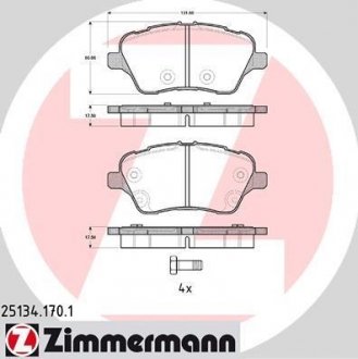 Гальмівні колодки перед Ford B-Max/Fiesta 2013- ZIMMERMANN 251341701
