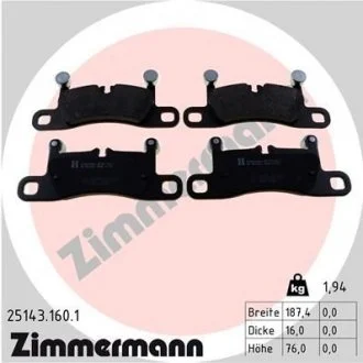 KLOCKI HAMULC. PORSCHE 911 (991) 11- TY? ZIMMERMANN 25143.160.1