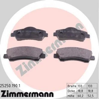 Колодки тормозные ZIMMERMANN 25250.190.1