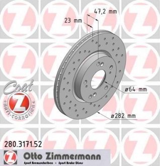 Диск гальмівний (Sport) ZIMMERMANN 280.3171.52