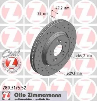 Диск гальмівний (Sport) ZIMMERMANN 280317552