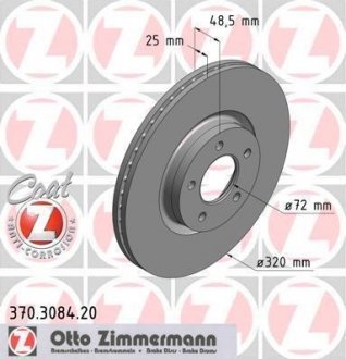 Передний вентил. Mazda3 MPS (320x25) ZIMMERMANN 370308420