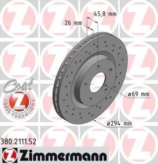 Диск тормозной ZIMMERMANN 380211152