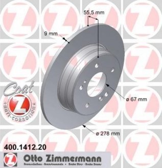 Диск тормозной (Coat Z) ZIMMERMANN 400.1412.20