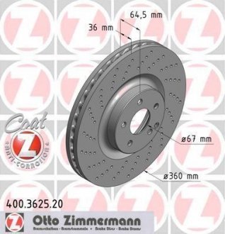 Гальмівний диск ZIMMERMANN 400.3625.20 (фото 1)